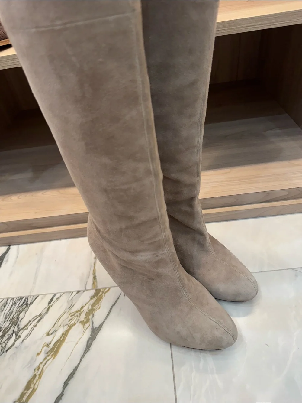 Sam Edelman Taupe Knee high Suede Stiletto Boots